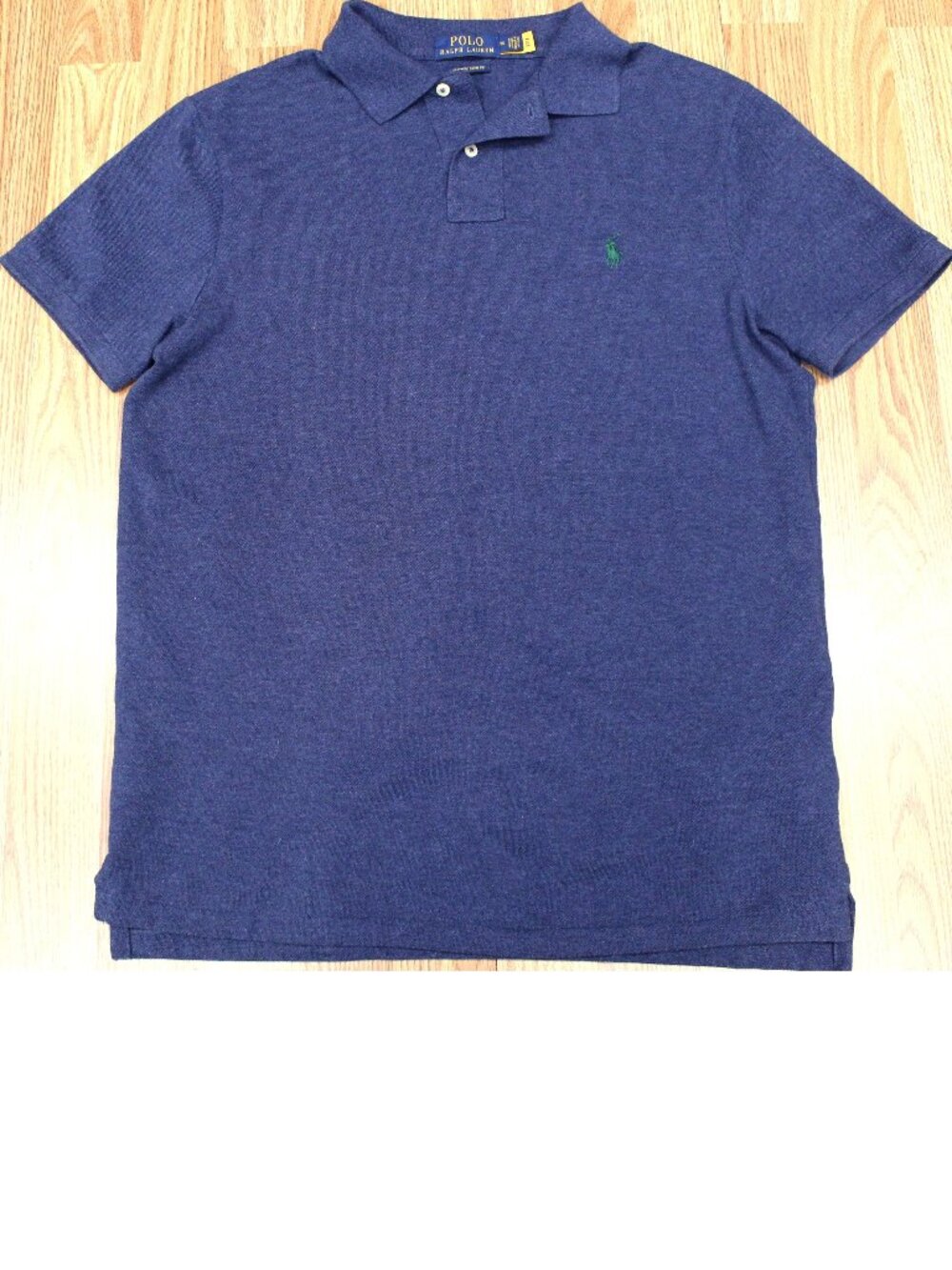 POLO RALPH LAUREN SLIM FIT 100% COTTON PIQUE KNIT SHIRT NAVY & GREEN MEDIUM, M